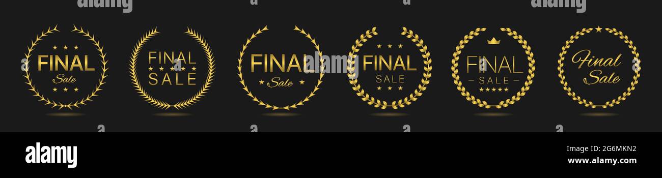 Solde ensemble d'étiquettes pour couronne de Laurier doré Illustration de Vecteur