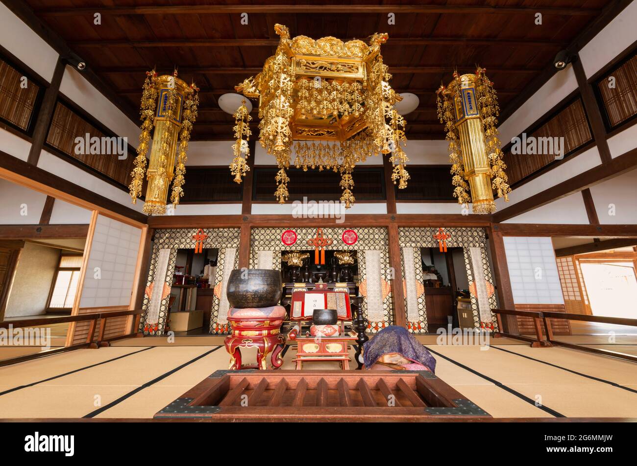 Sanctuaire du temple de Raikyuji, jardin, Préfecture d'Okayama .chambres intérieures d'une maison japonaise traditionnelle Banque D'Images