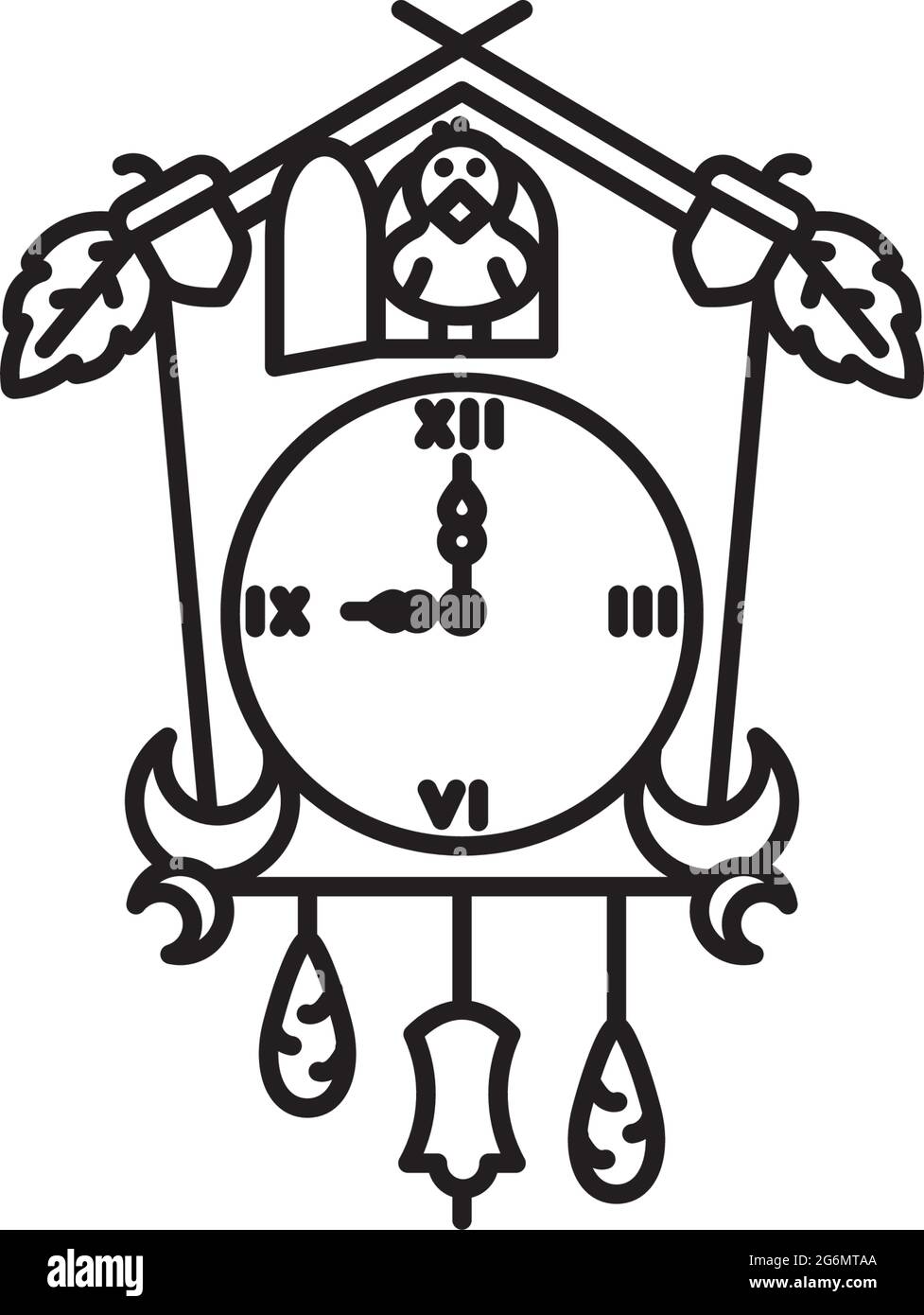 Icône de ligne vectorielle Black Forest Cuckoo Clock pour le Tick Tock Day du 29 décembre Illustration de Vecteur