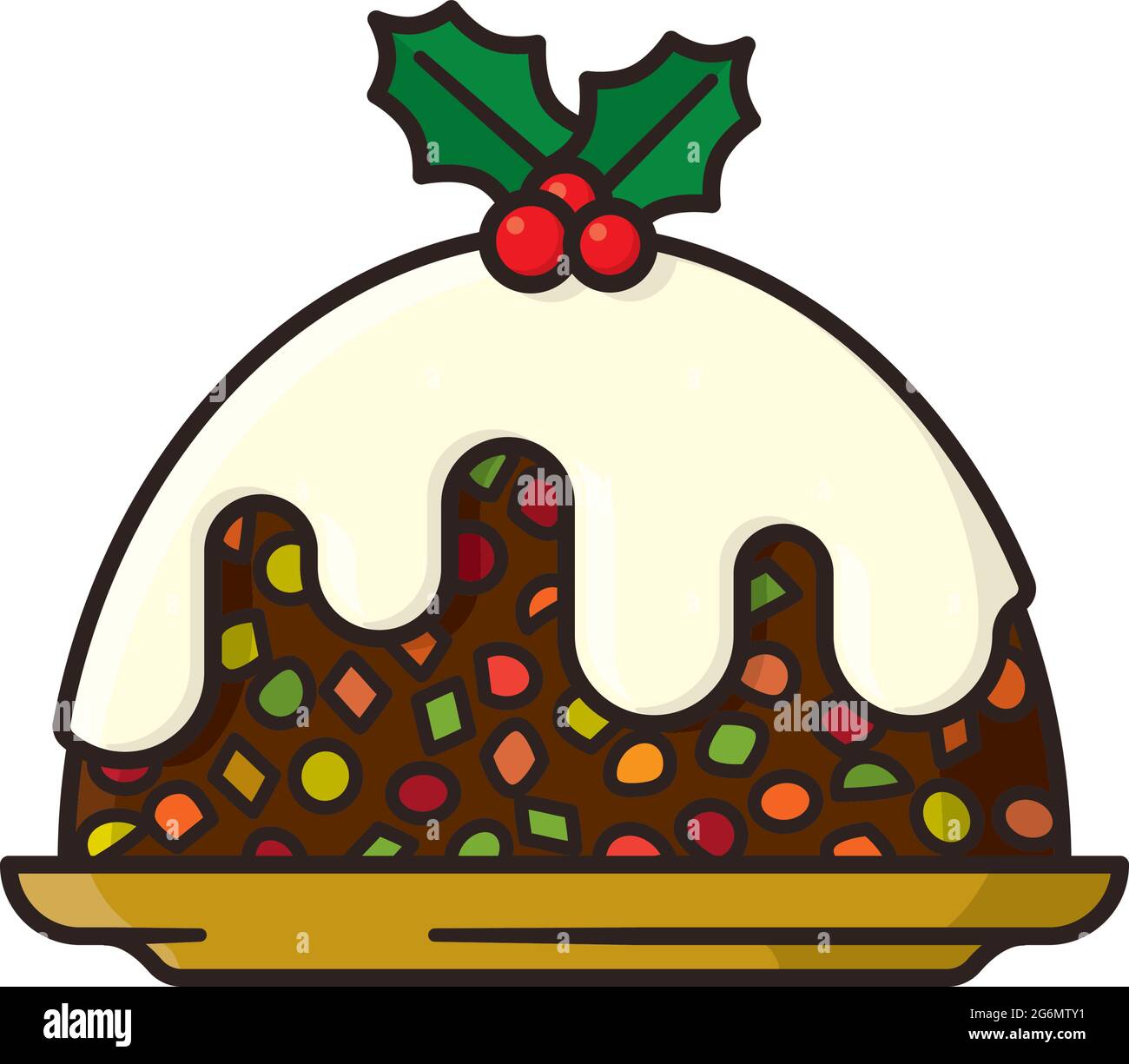 Illustration vectorielle isolée du gâteau aux fruits de Noël pour la journée du gâteau aux fruits du 27 décembre. Illustration de Vecteur