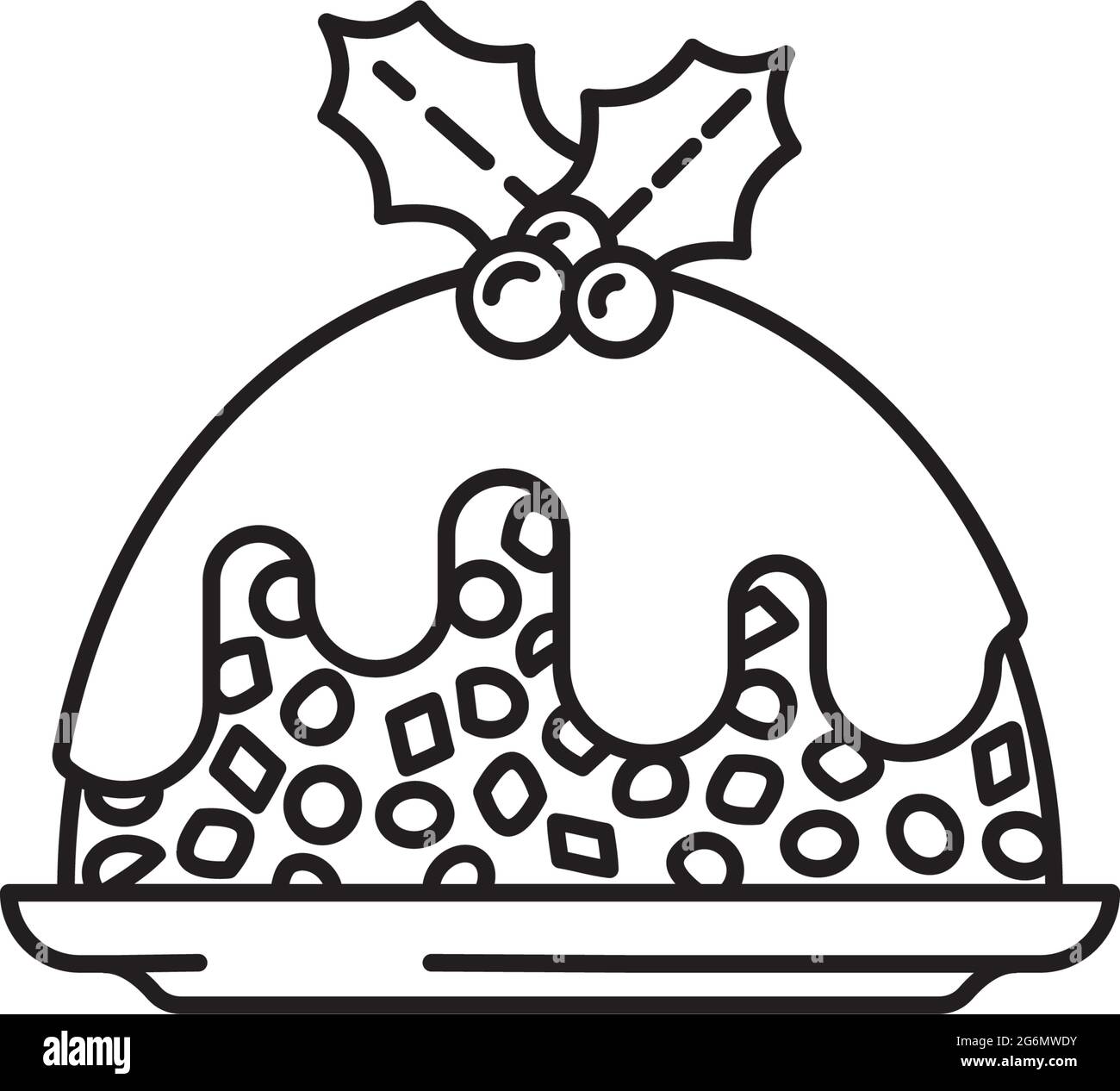 Symbole de la ligne vectorielle du gâteau aux fruits de Noël pour la journée du gâteau aux fruits le 27 décembre. Illustration de Vecteur