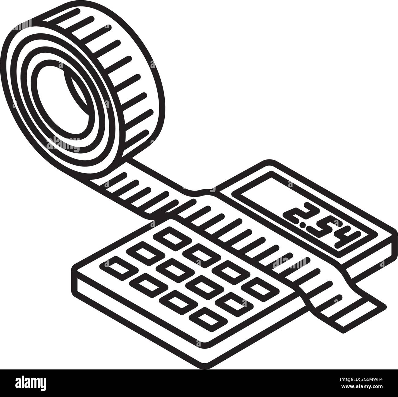 Icône de ligne vectorielle de mesure de bande et de calculatrice pour le jour de conversion métrique du 23 décembre Illustration de Vecteur