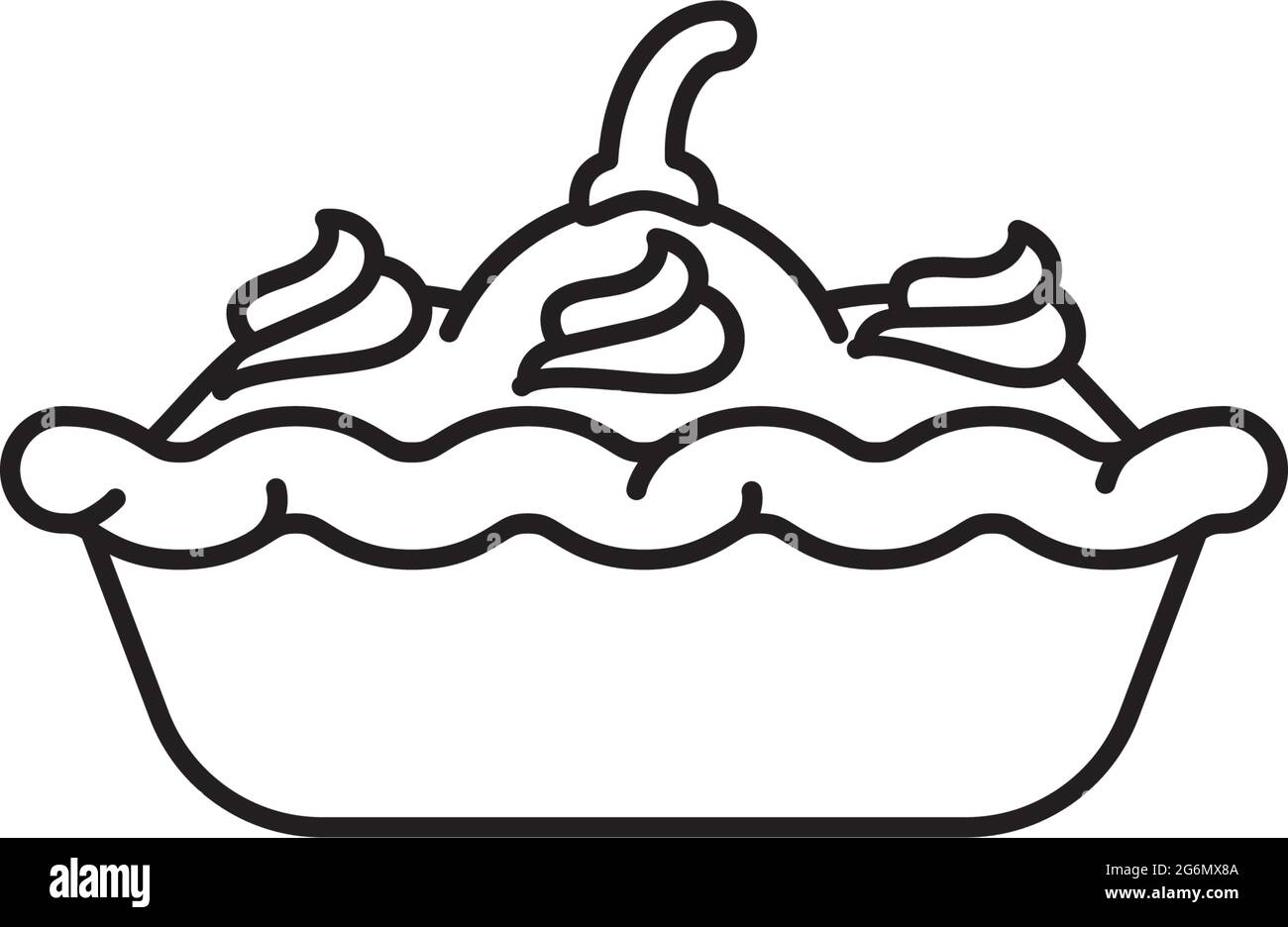 Pie de citrouille avec icône de ligne vectorielle de crème fouettée pour le jour de la Pie de citrouille le 25 décembre Illustration de Vecteur