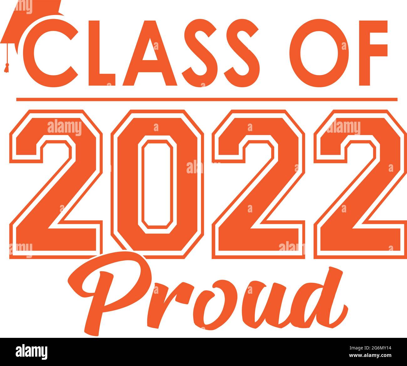 Catégorie 2022 : MOTIF ORANGE VIF avec capuchon de graduation Illustration de Vecteur