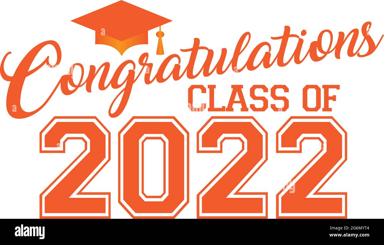 Félicitations classe de 2022 Orange Graphic Illustration de Vecteur