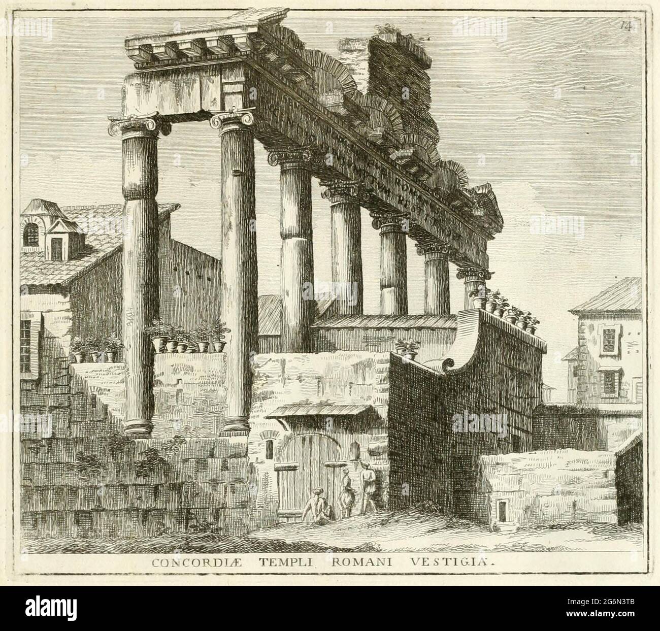 Tempel der Concordia, hinter dem Palast des Senators, historisches ROM, Italien, Calcografia di Roma, Serafino Giovannini, 1779 / Rome historique, Italie, Temple de Concord, derrière le palais du sénateur, Historisch, historique, numérique reproduction améliorée d'un original du 18ème siècle / digitale Reproduktion einer Originalvorlage aus dem 18. Jahrhundert, Originaldatum nicht bekannt, Banque D'Images