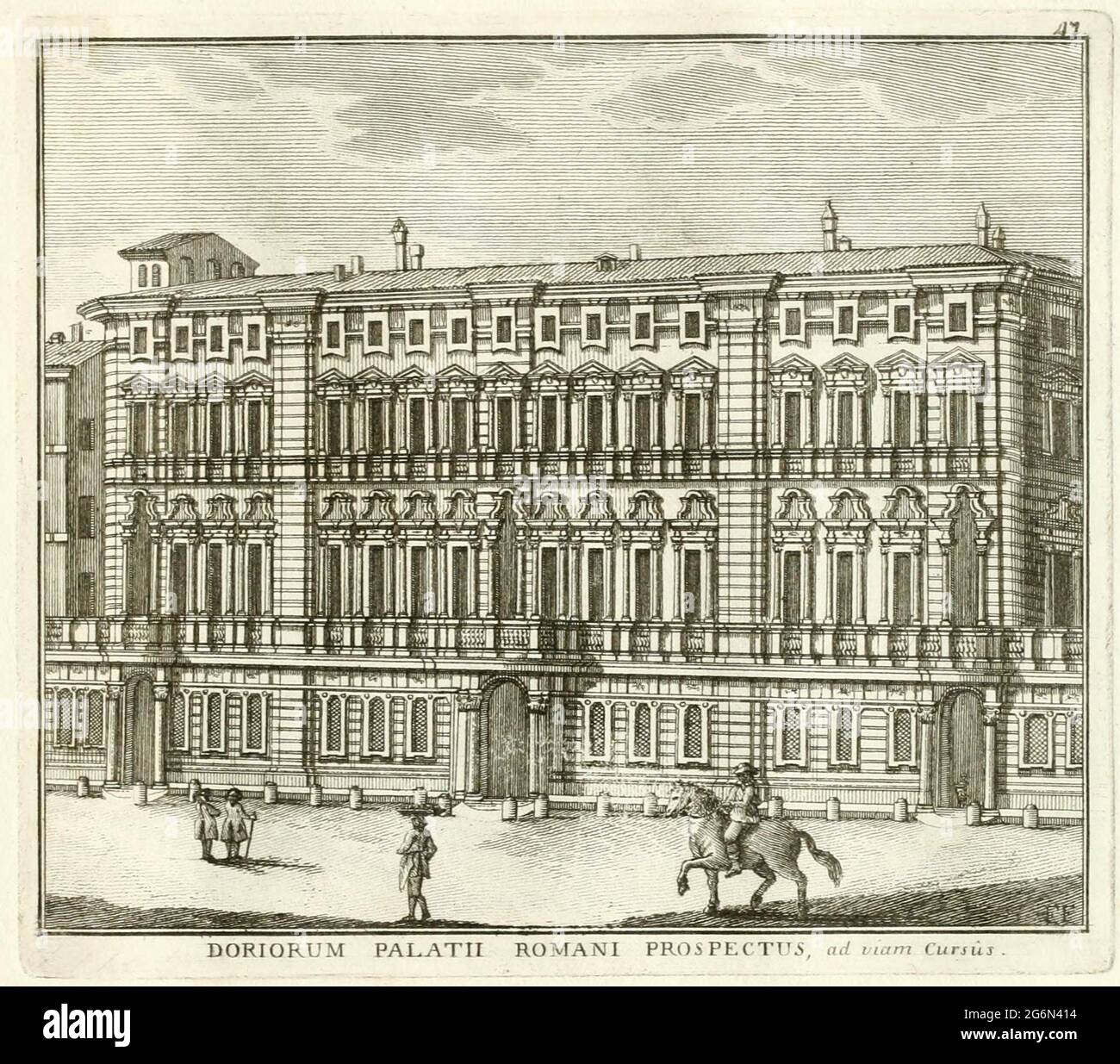 Blick auf den Palast des Fürsten Doria Pansili, von der Seite der Corso Straße, historisches ROM, Italien, Calcografia di Roma, Serafino Giovannini, 1779 / Rome historique, Italie, vue du palais du Prince Doria Pansili, du côté de la rue Corso, Historisch, historique, numérique amélioration de la reproduction d'un original du 18ème siècle / digitale Reproduktion einer Originalvorlage aus dem 18. Jahrhundert, Originaldatum nicht bekannt, Banque D'Images