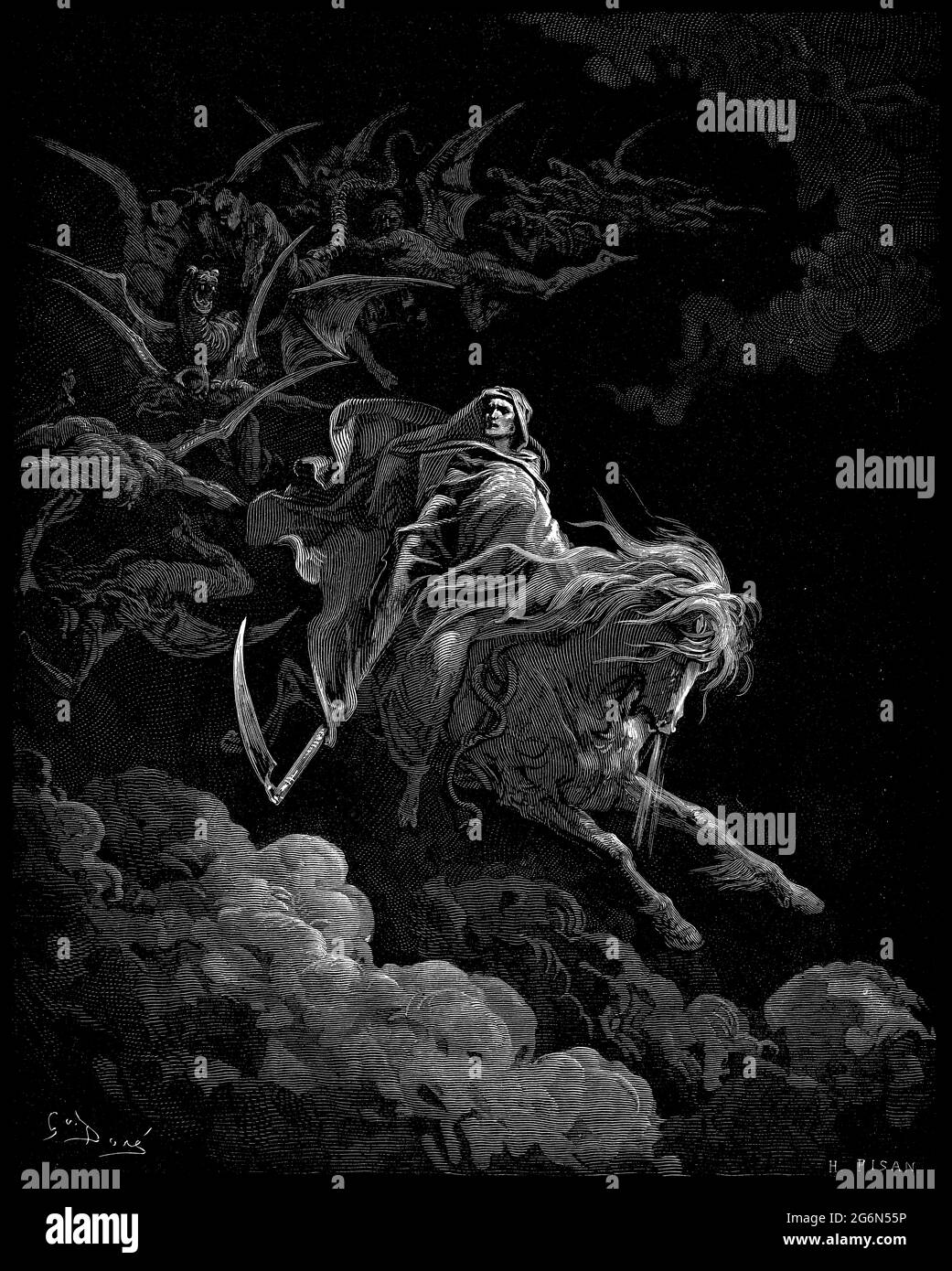 Mort sur le Pale Horse, Gustave doré 1865 Banque D'Images