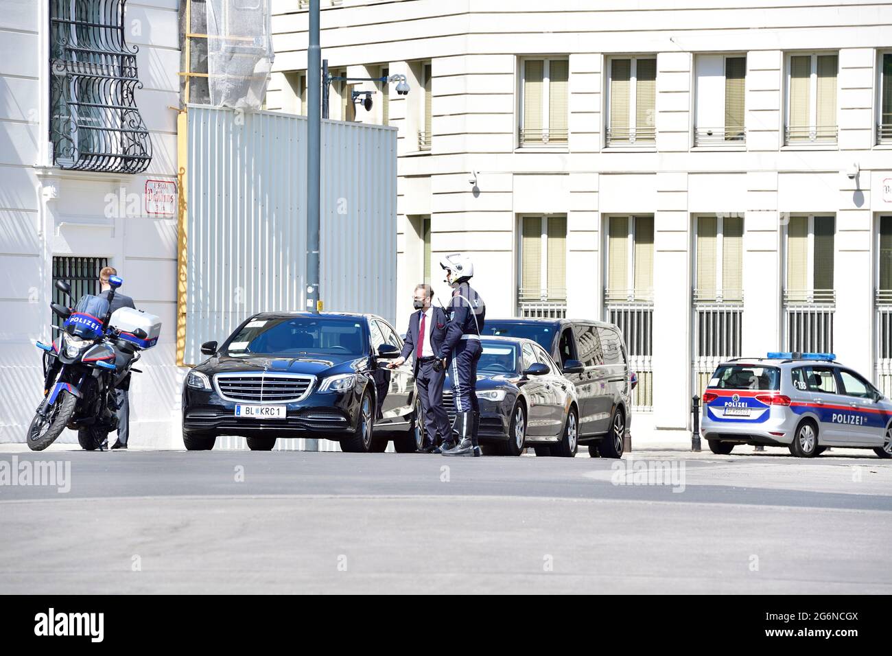 Vienne, Autriche. Un agent de sécurité en visite d'État Banque D'Images
