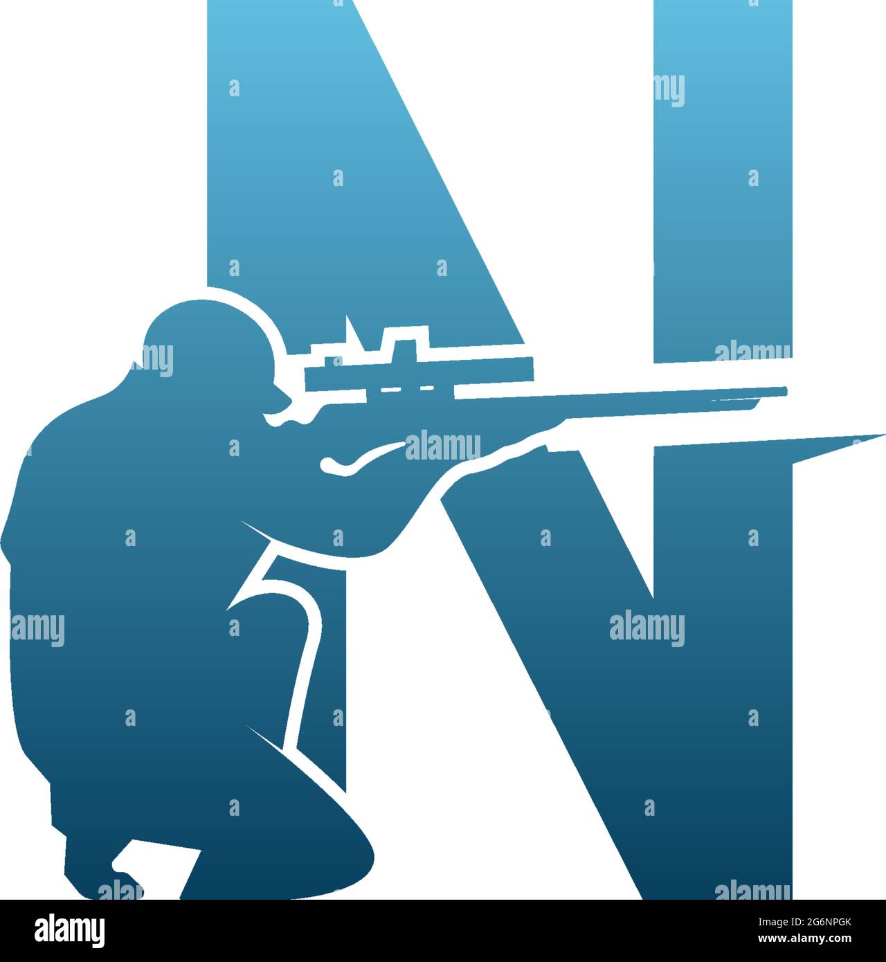 Lettre N avec logo sniper design concept modèle vecteur Illustration de Vecteur