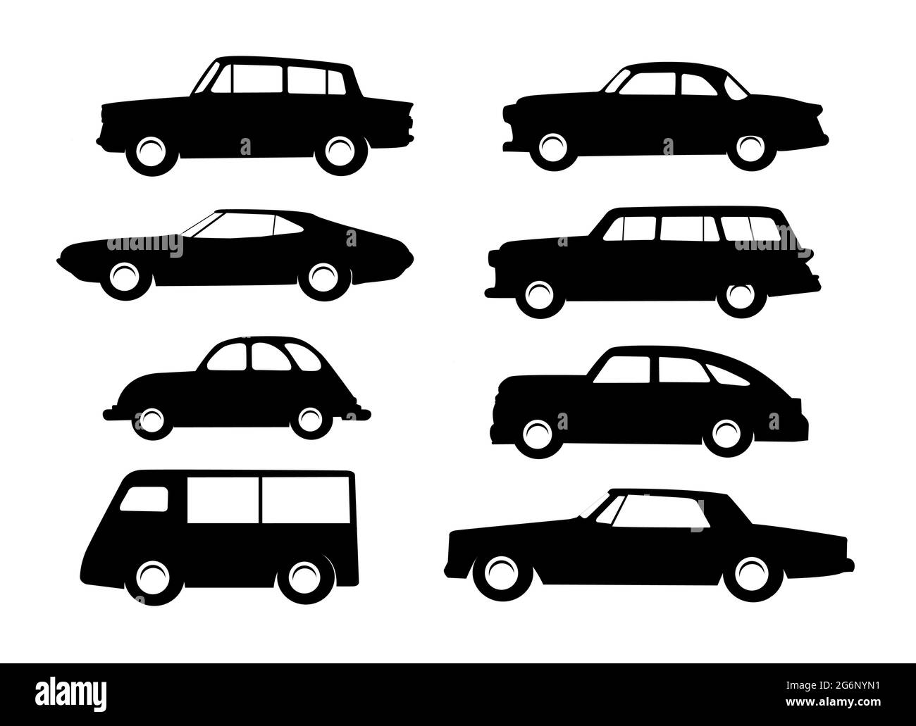 Définir les images des esquisses vectorielles élément objet voiture rétro Illustration de Vecteur
