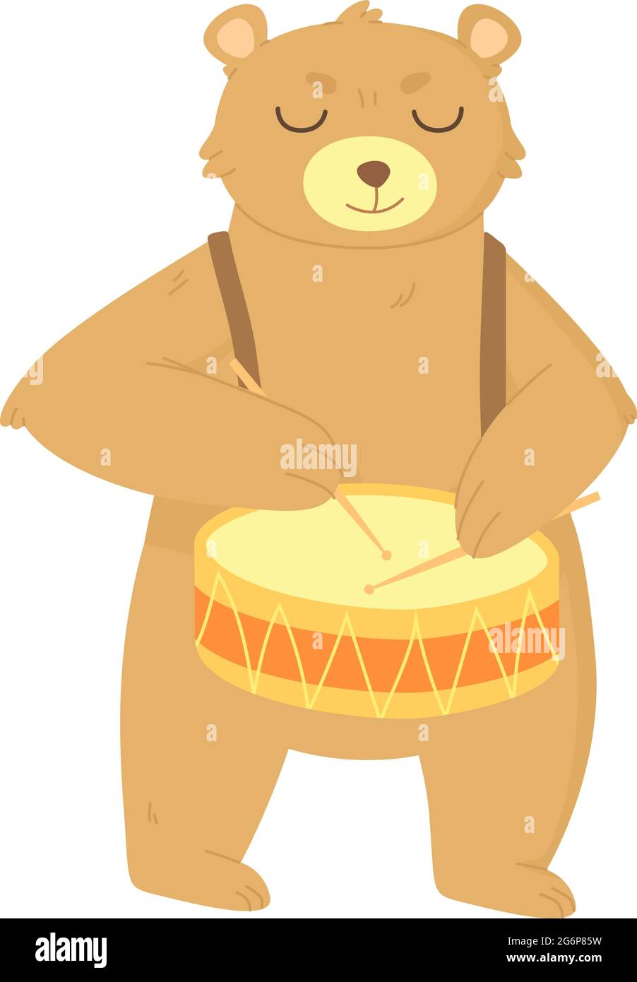 Mignon Bebe Ours Brun Jouant Au Tambour L Imprime Pour Enfants Peut Etre Utilise Comme Affiche Carte Ou Autre Graphique Illustration Vectorielle De Stock Isolee Sur Fond Blanc Image Vectorielle Stock Alamy