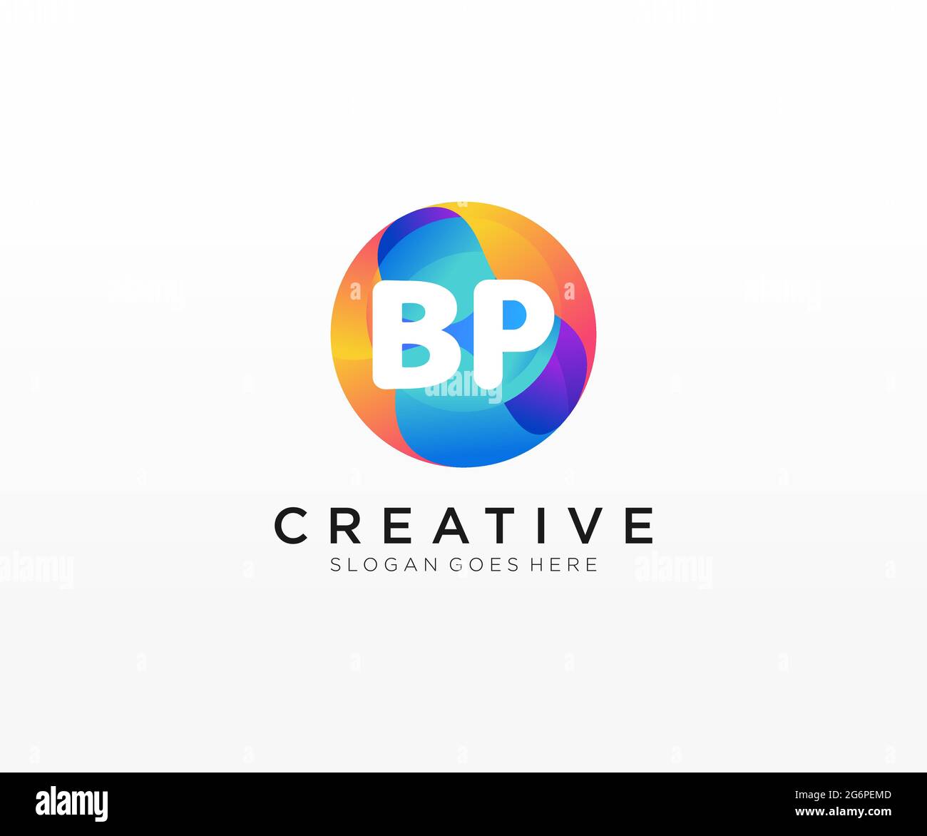 Logo BP initial avec modèle de cercle coloré Illustration de Vecteur