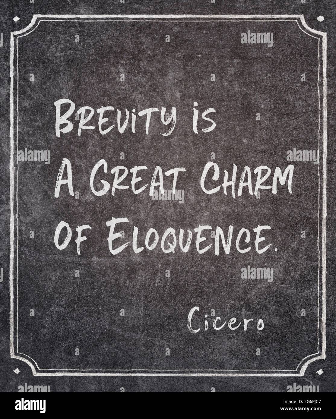 La Brievete Est Un Grand Charme D Eloquence L Ancien Philosophe Romain Ciceron Citation Ecrite Sur Tableau De Surveillance Encadre Photo Stock Alamy