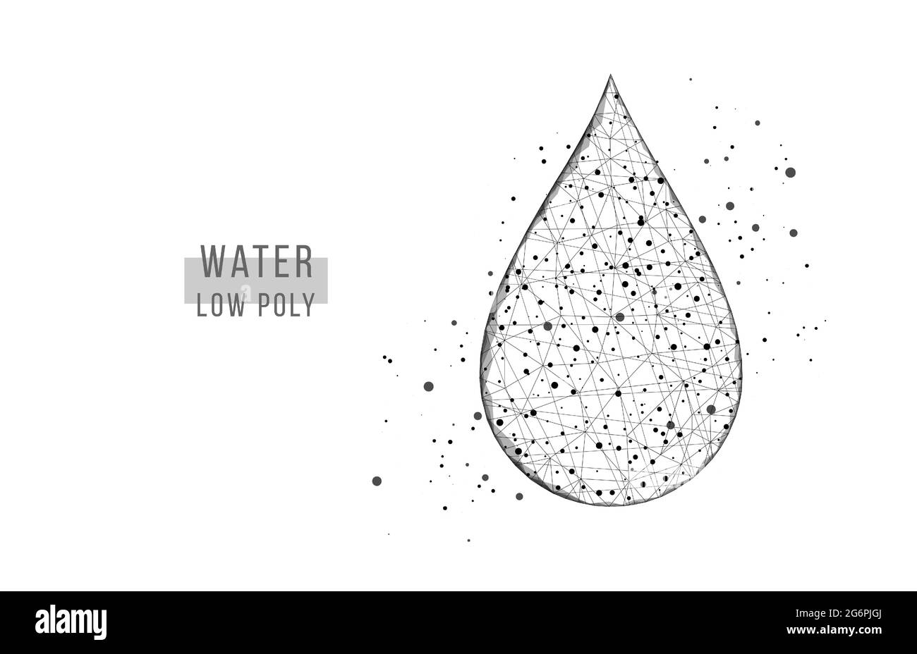 Goutte d'eau noire. Style d'élément filaire poly bas. Science, biotechnologie, chimie, concept médical. Arrière-plan abstrait. Illustration vectorielle. Illustration de Vecteur