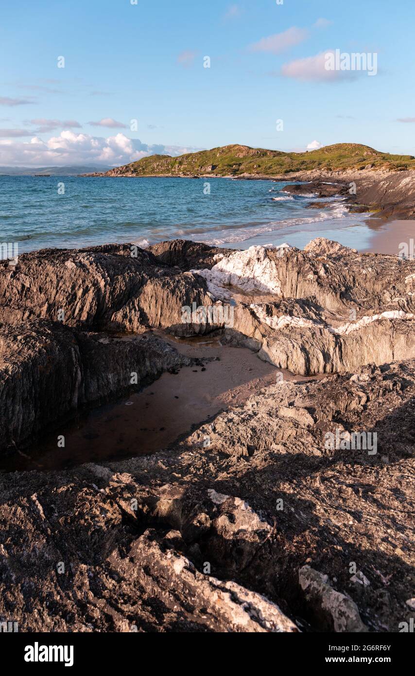 Vue sur les plages de Thetwin sur l'île de Gigha Banque D'Images