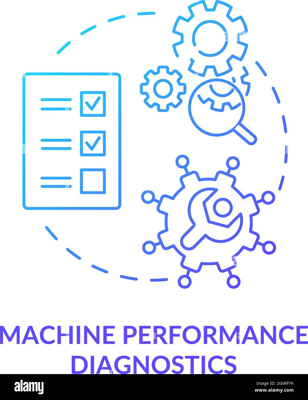 Icône de concept de diagnostic des performances de la machine Illustration de Vecteur
