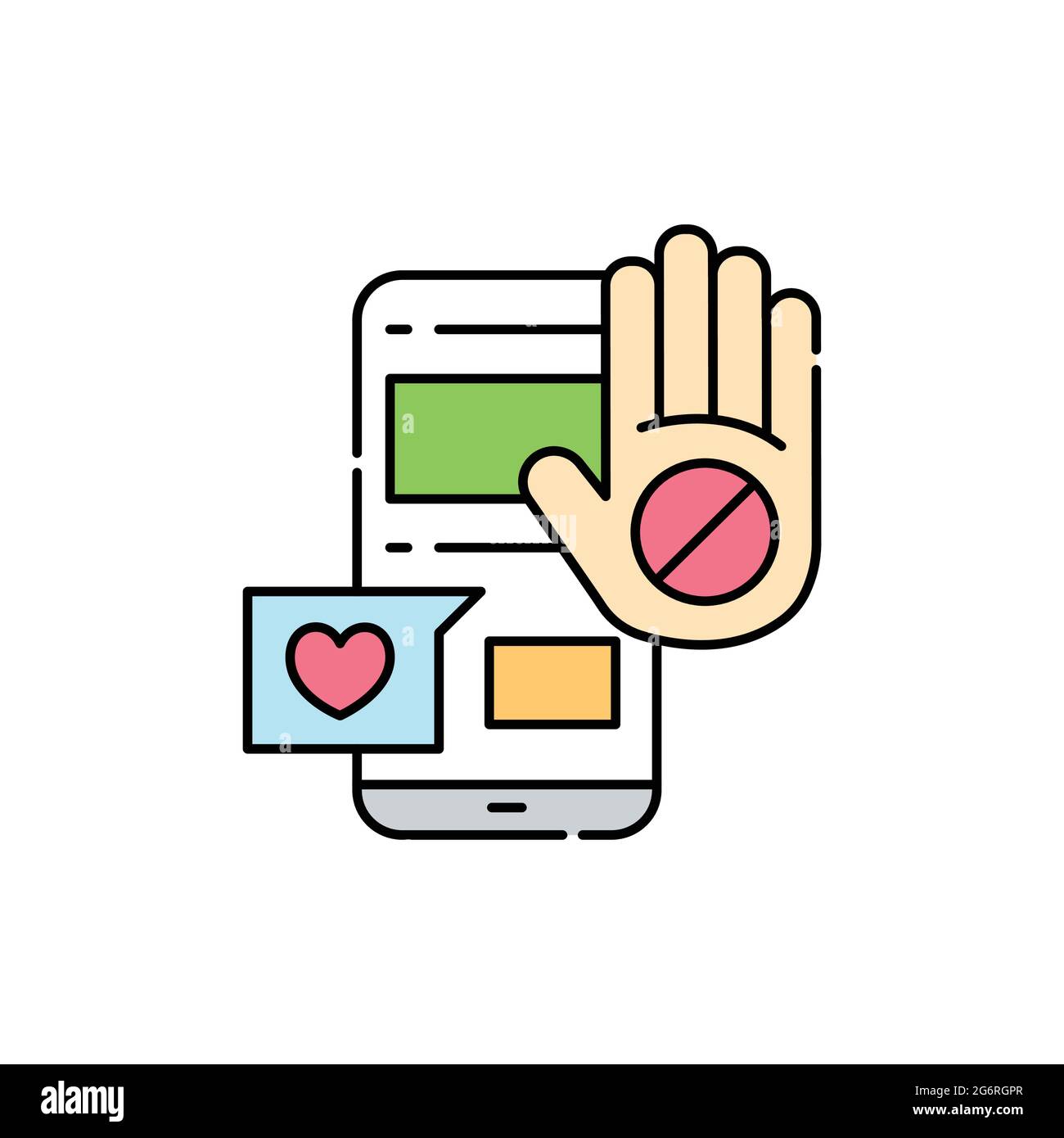 Quitter les réseaux sociaux couleur icône de ligne. La vie pour vousmême. Abandon des objectifs