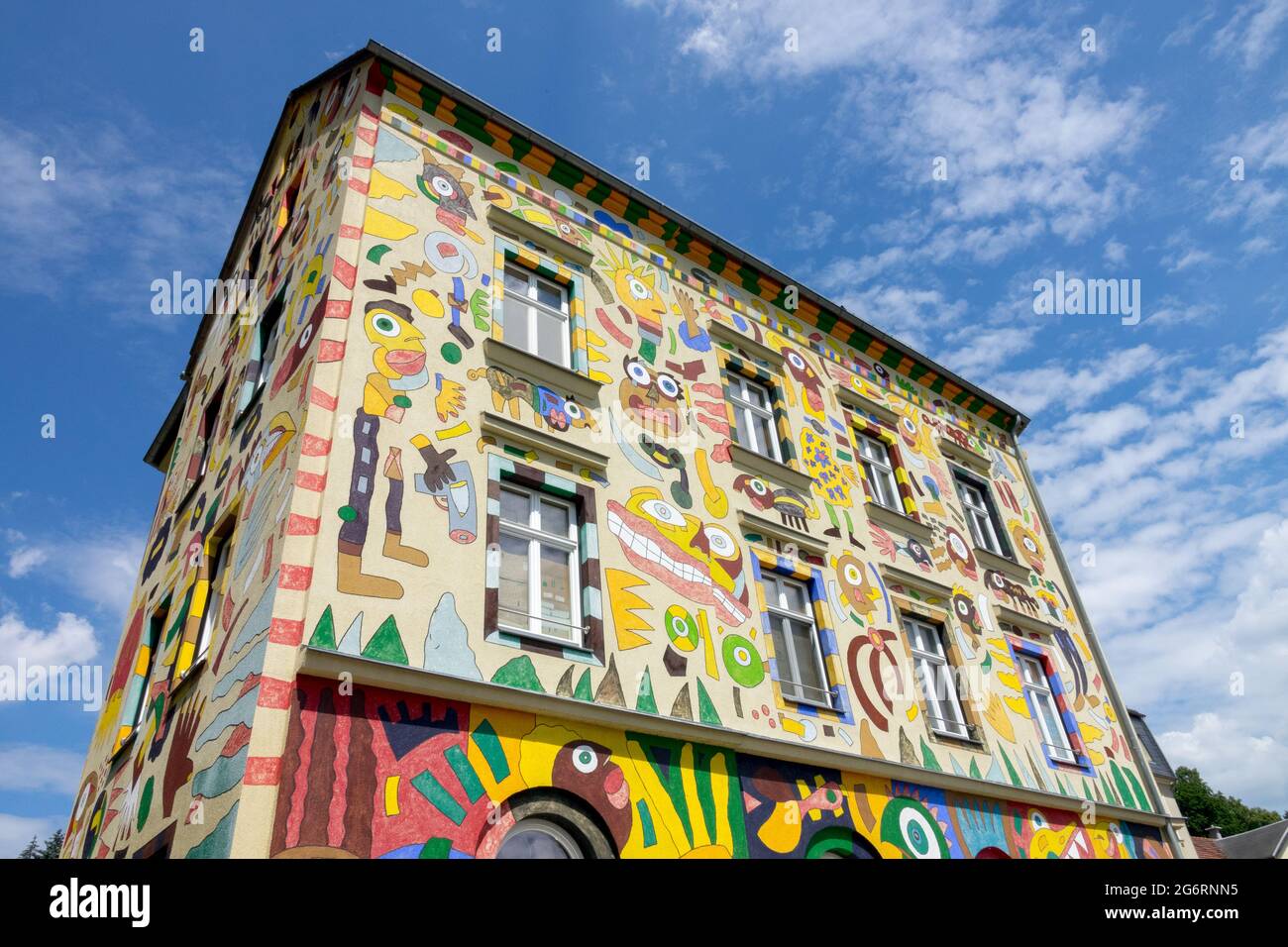 Sebnitz Allemagne Saxe maison colorée Michael Fischer-Art Haus Banque D'Images