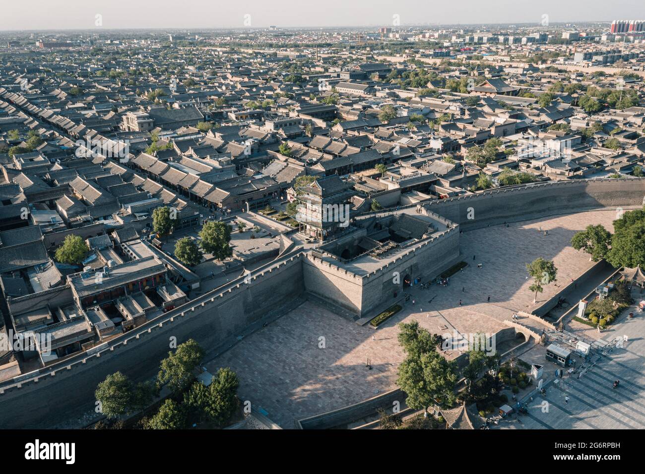Vue aérienne de la vieille ville de Pingyao, UNE vieille ville chinoise traditionnelle du Shanxi Banque D'Images