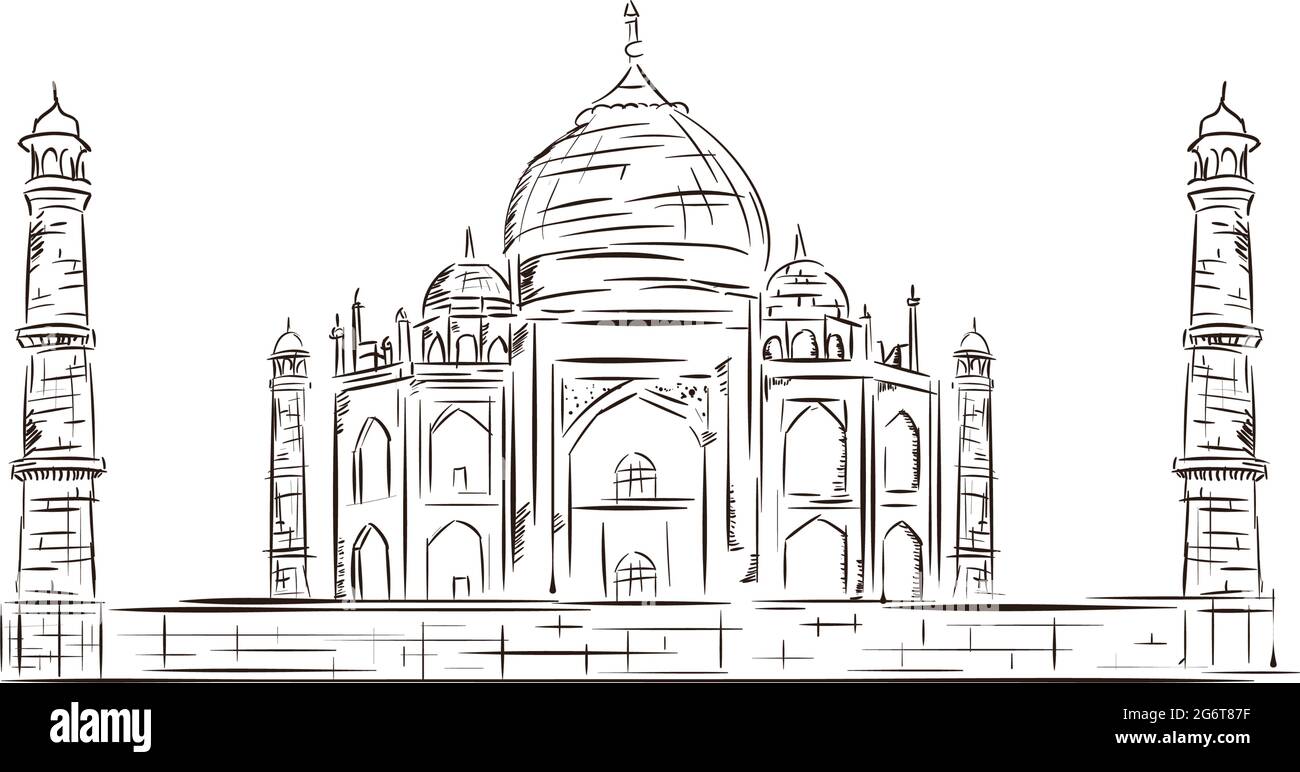taj mahal temple de l'inde esquisse style Illustration de Vecteur