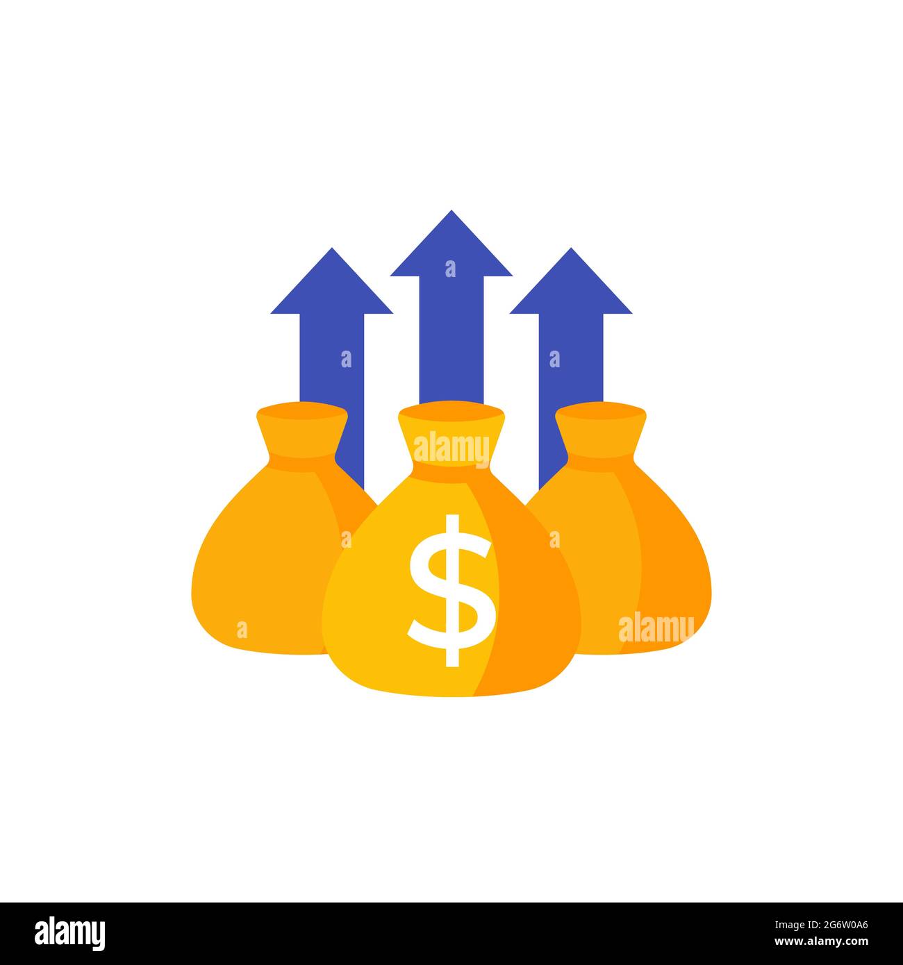croissance de la richesse, icône d'augmentation de fonds sur blanc Illustration de Vecteur