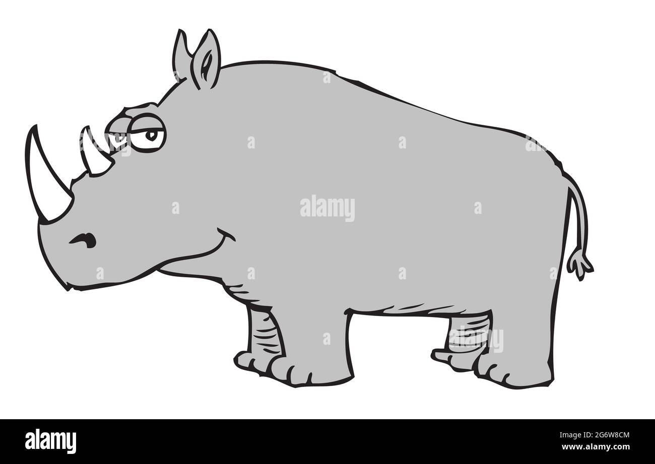Illustration amusante d'un rhinocéros sur une falaise Banque D'Images