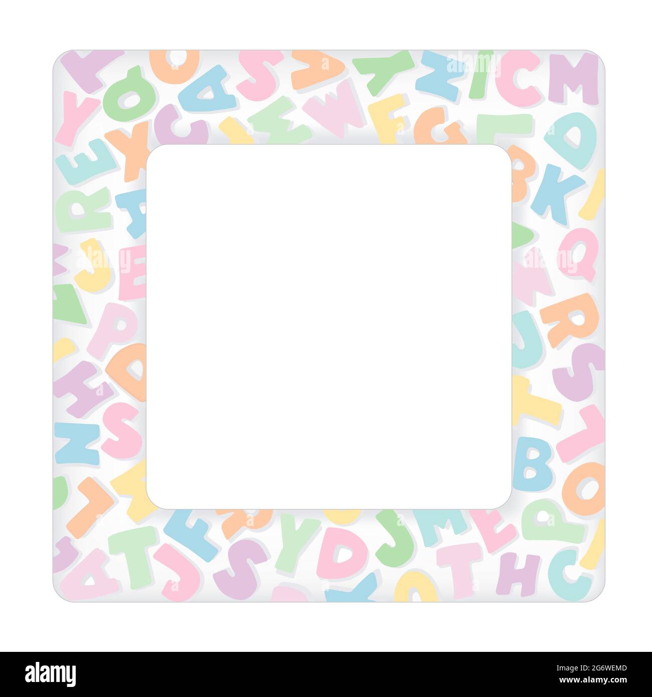 Cadre en forme d'alphabet, bordure de lettre pastel carrée, fond blanc,  espace de copie pour les livres de bébé, albums, livres de rebut, annonces,  affiches Photo Stock - Alamy