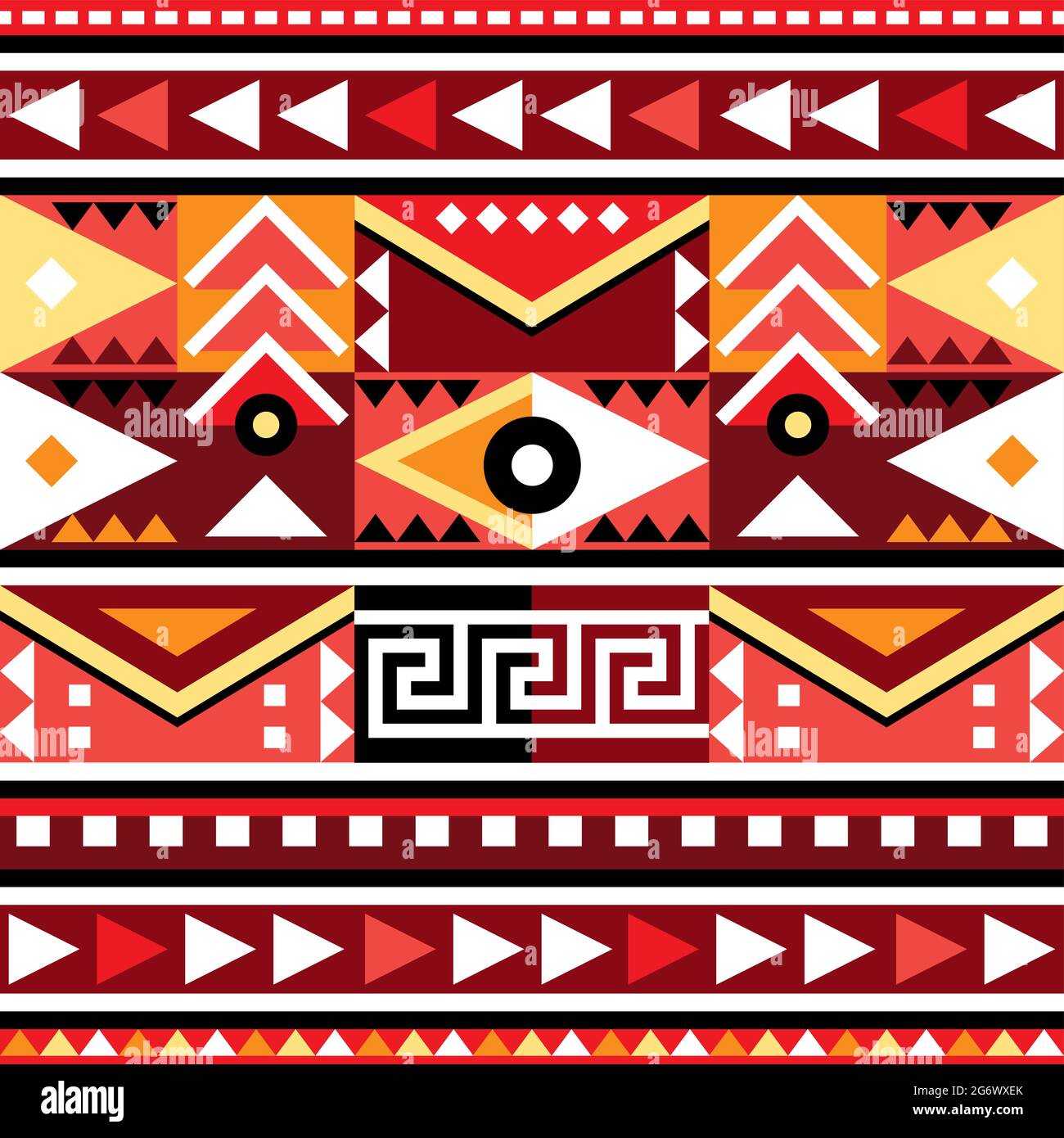 Motif géométrique tribal sans couture vectoriel - style péruvien, imprimé textile Aztec ou tissu carré Illustration de Vecteur