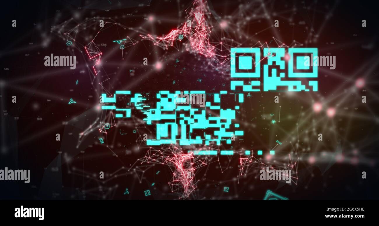 Lecteur de code QR par rapport au réseau de connexions Banque D'Images