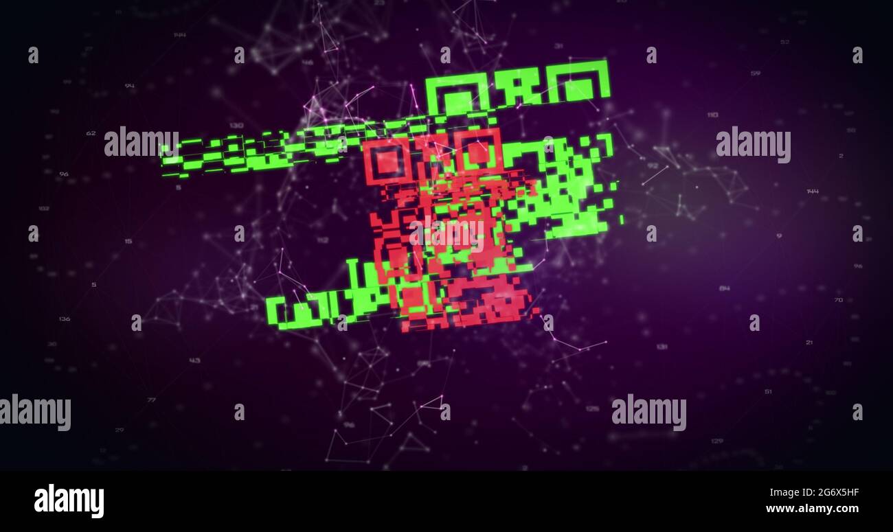 Lecteur de code QR par rapport au réseau de connexions Banque D'Images