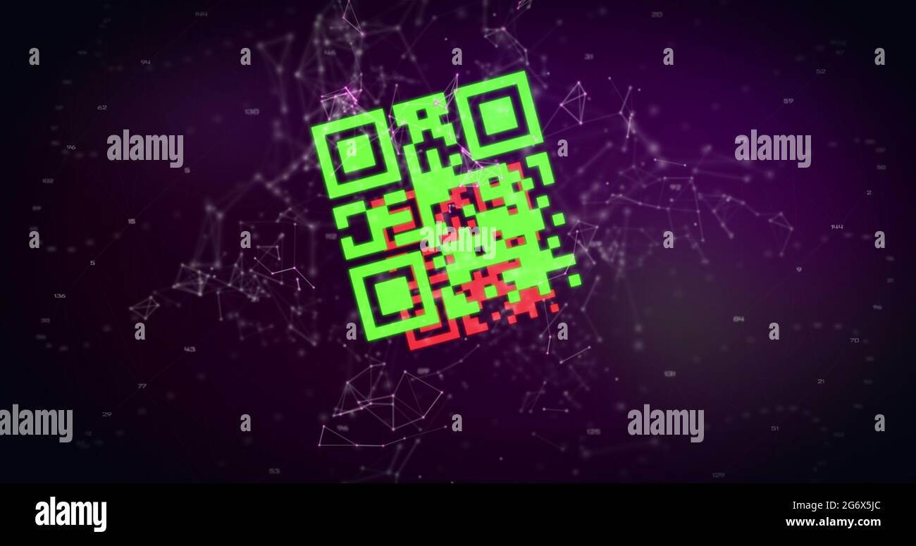 Lecteur de code QR par rapport au réseau de connexions Banque D'Images