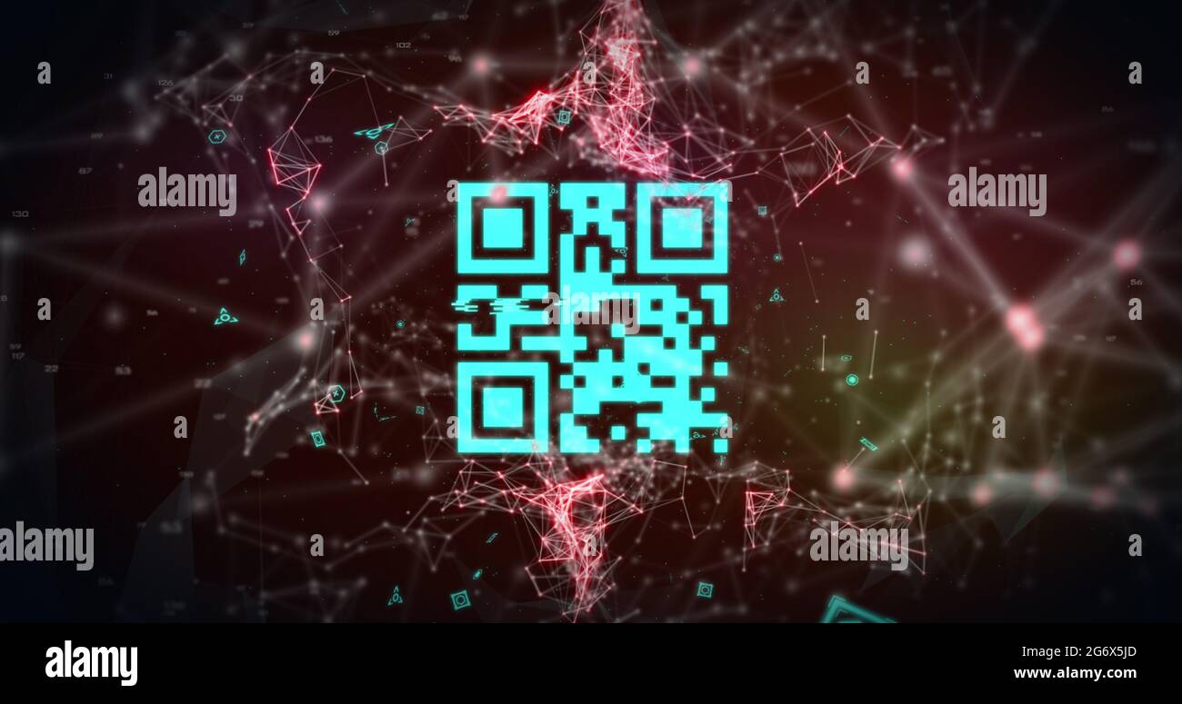 Lecteur de code QR par rapport au réseau de connexions Banque D'Images