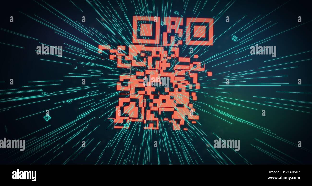 Lecteur de code QR sur fond bleu Banque D'Images