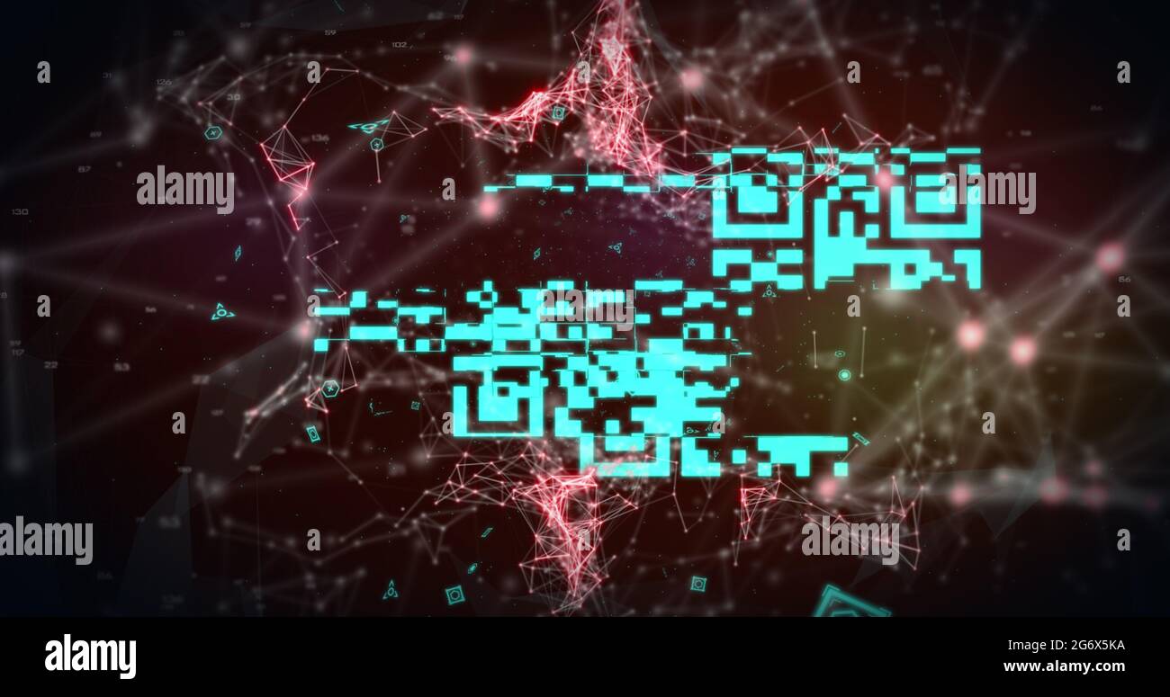 Lecteur de code QR par rapport au réseau de connexions Banque D'Images