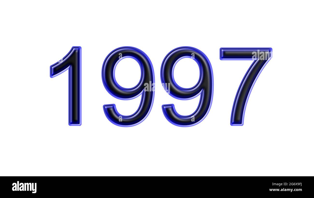 bleu 1997 chiffres effet 3d fond blanc Banque D'Images