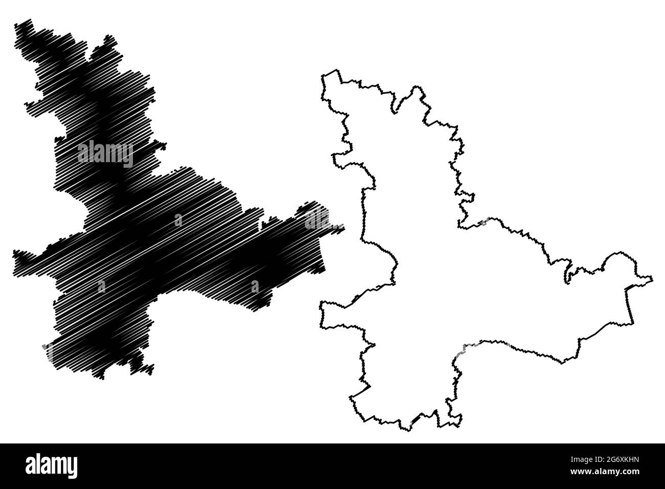 Dahme-Spreewald district (République fédérale d'Allemagne, district rural, État de Brandebourg) carte illustration vectorielle, scribble croquis Dahme Spreewald Illustration de Vecteur