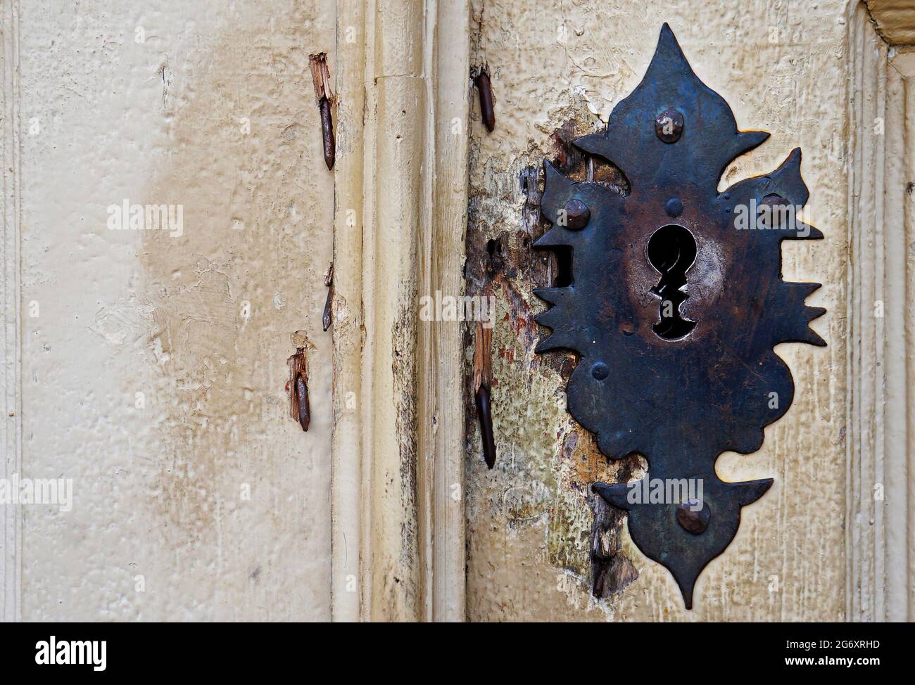 Ancienne porte coloniale détail, Sao Joao del Rei, Brésil Banque D'Images