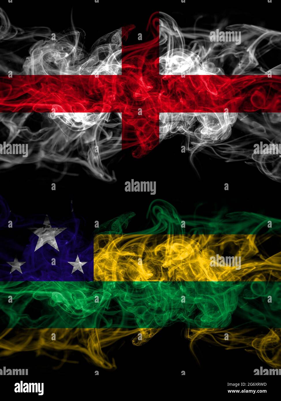 Drapeau de l'Angleterre, de l'anglais et du Brésil, brésilien, pays de Sergipe avec effet fumé Banque D'Images
