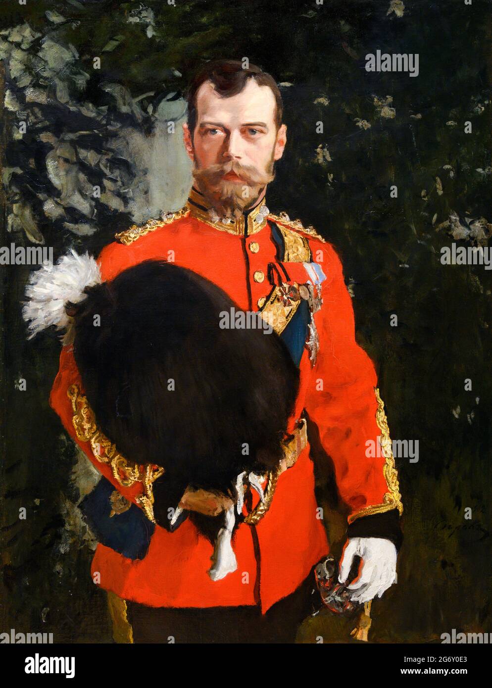 Tsar Nicholas II de Russie. Portrait de sa Majesté impériale Nicolai II Alexandrvitch, tsar de tous les Russas par Valentin Serov (1865-1911), huile sur toile, 1902 Banque D'Images