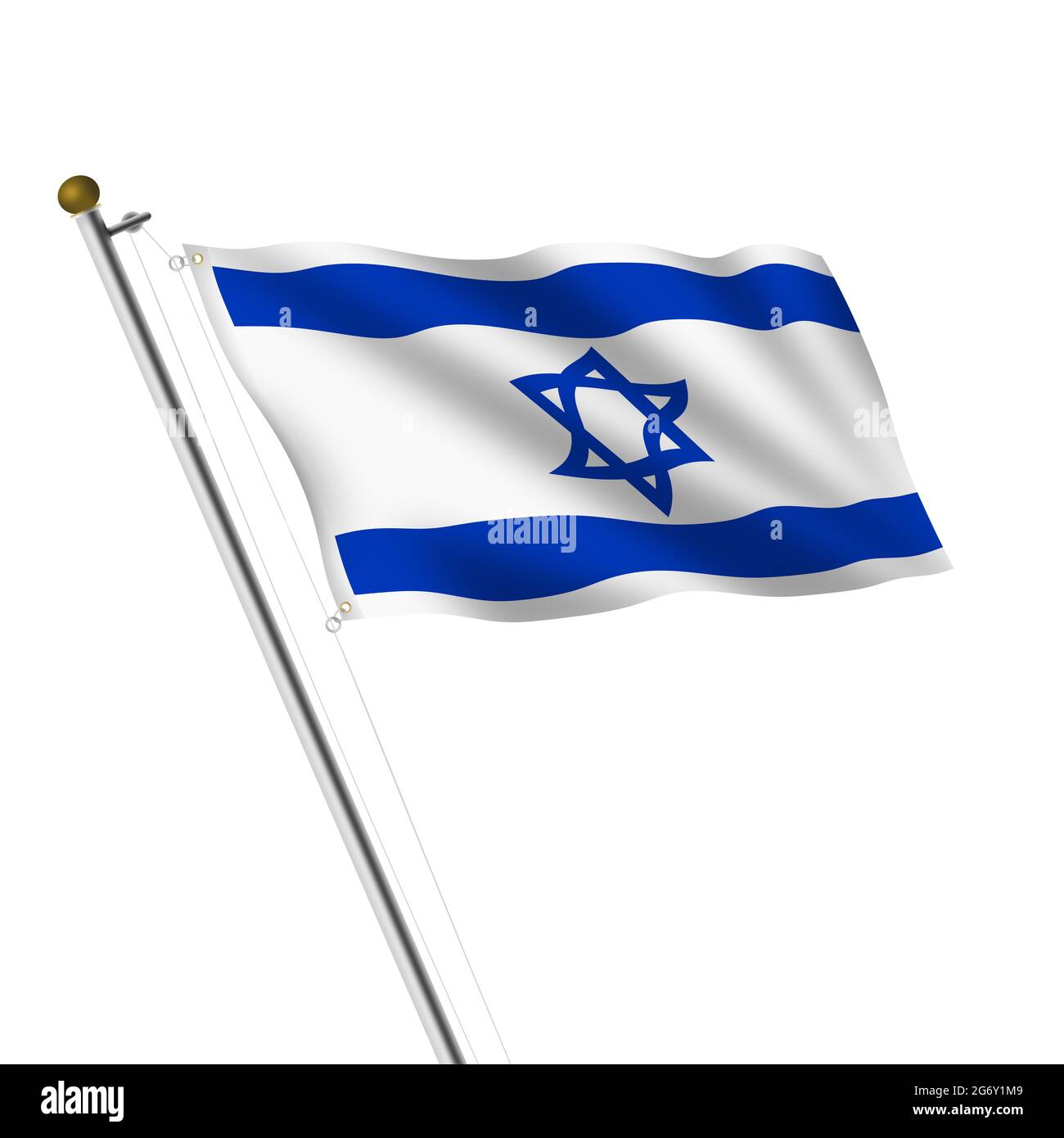 Israël Flagpole illustration 3d sur blanc avec masque Banque D'Images