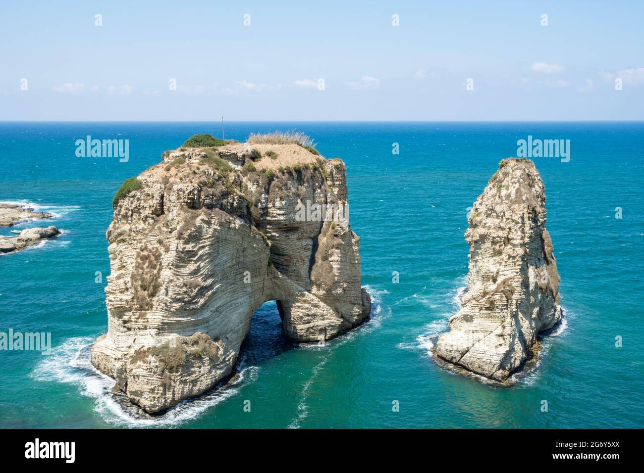 Pigeon rock, Raouche, Beyrouth, Liban Banque D'Images