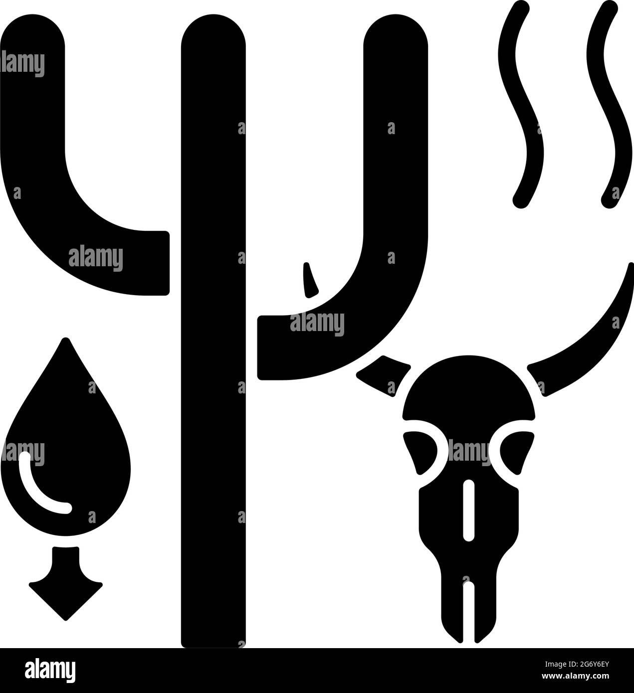 Sécheresse extrême causant l'extinction des animaux icône de glyphe noir Illustration de Vecteur