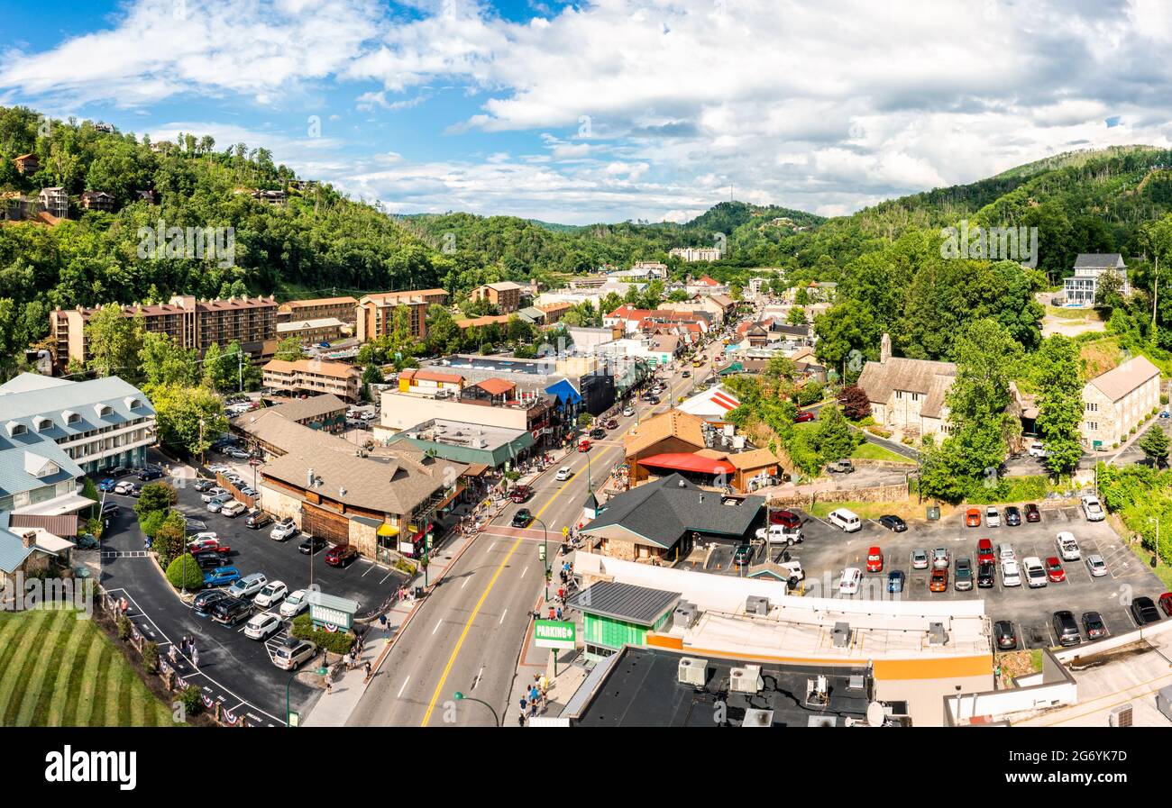 Vue aérienne de Gatlinburg, Tennessee Banque D'Images