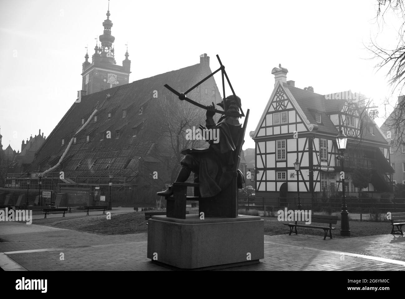 Statue de Jan Heweliusz, Gdańsk, Pologne Banque D'Images