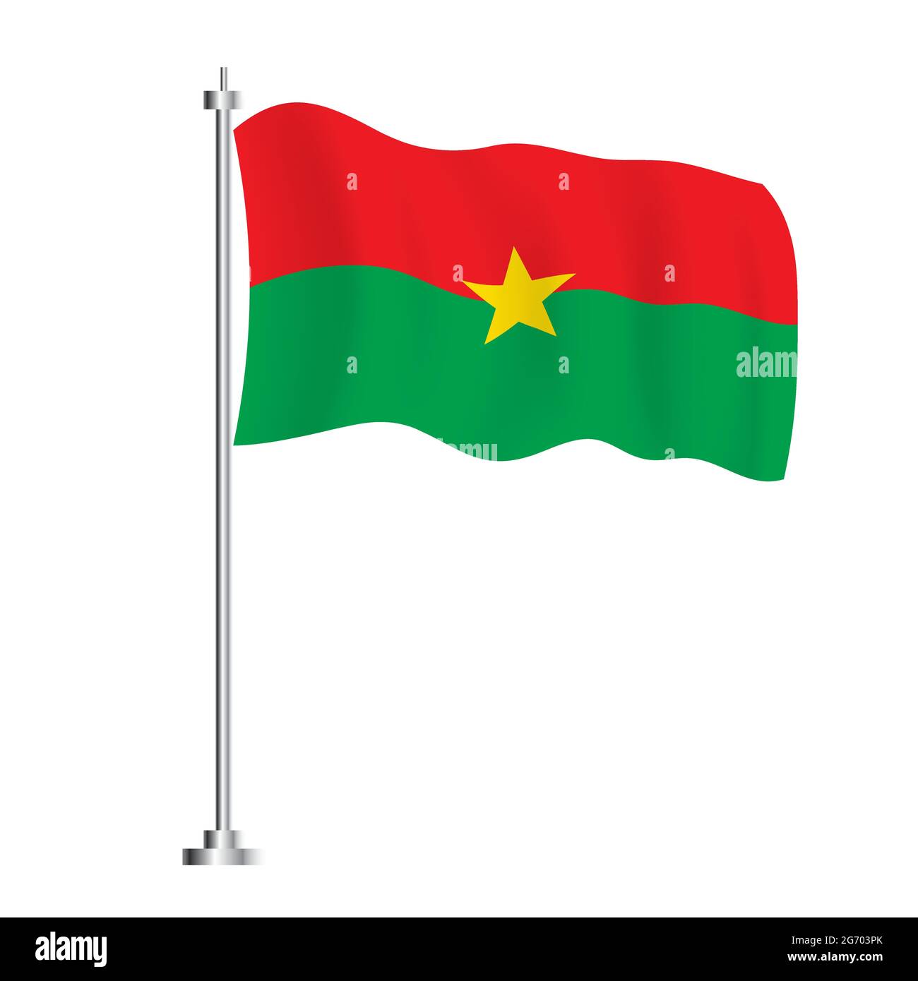 Burkina Faso drapeau. Drapeau vague isolé du Burkina Faso. Illustration vectorielle. Jour de l'indépendance. Illustration de Vecteur