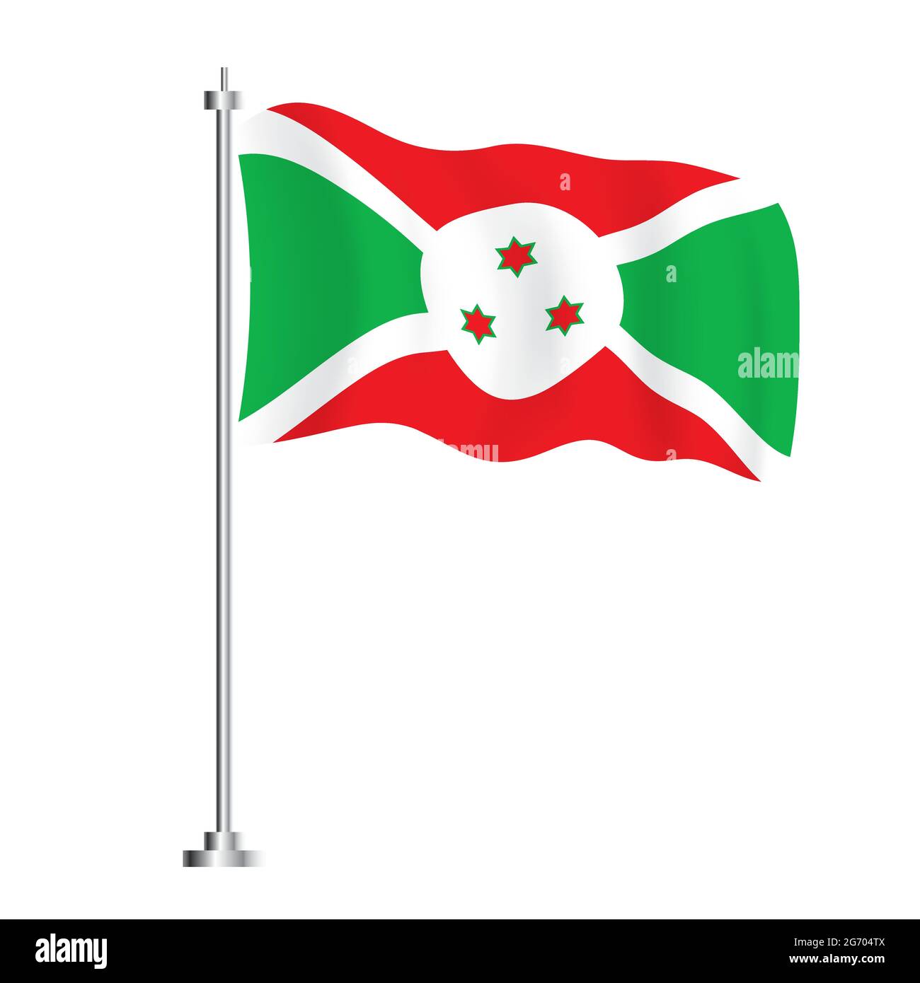 Drapeau du Burundi. Drapeau vague isolé du Burundi. Illustration vectorielle. Jour de l'indépendance. Illustration de Vecteur