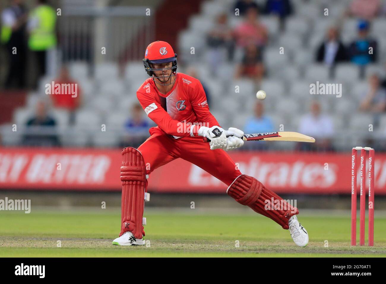 Manchester, Royaume-Uni. 09e juillet 2021. Keaton Jennings batting pour Lancashire Lightning à Manchester, Royaume-Uni, le 7/9/2021. (Photo de Conor Molloy/News Images/Sipa USA) crédit: SIPA USA/Alay Live News Banque D'Images