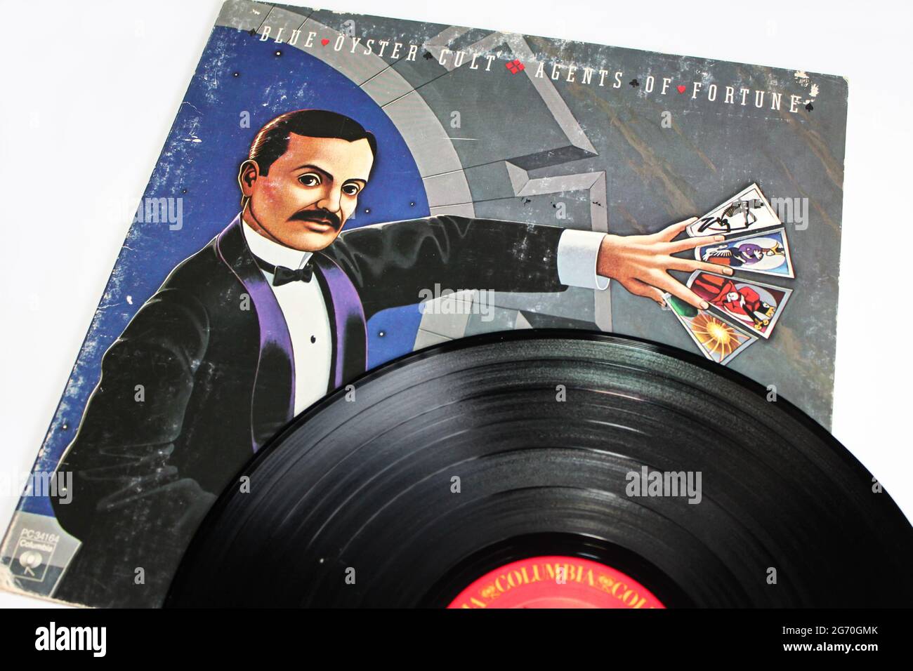 Artistes de métaux lourds, de roches dures et de roches progressives, Blue Oyster Cult Music album sur disque vinyle LP. Intitulé : couverture de l'album agents of Fortune Banque D'Images
