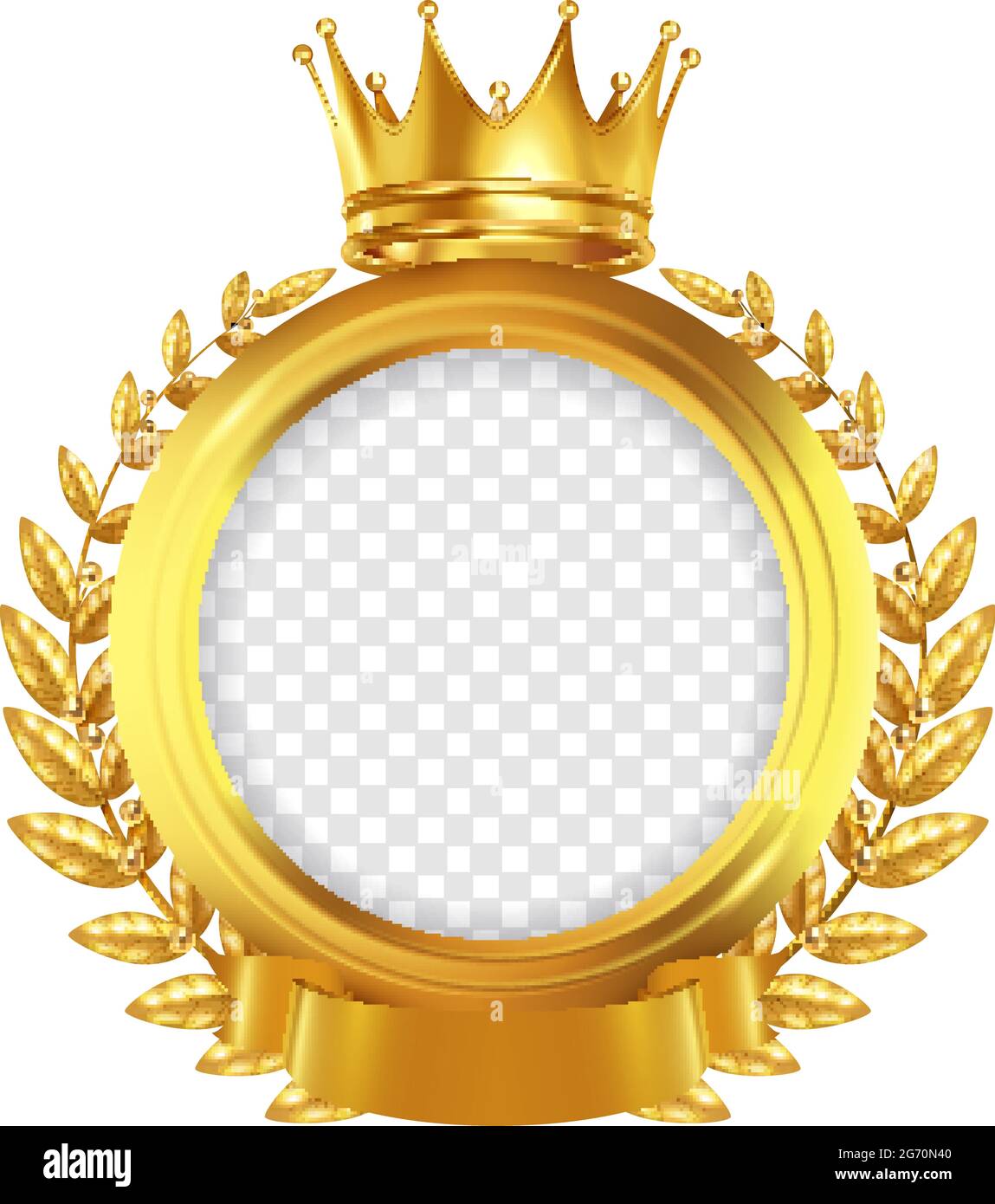 Cadre rond doré décoré de ruban pour couronne et couronne de conception  réaliste sur fond blanc illustration vectorielle Image Vectorielle Stock -  Alamy